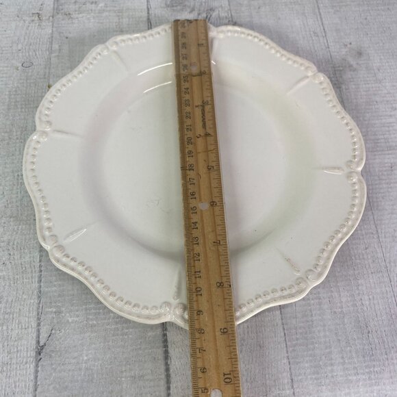 Chris Madden JCPenny ADALINA Ivory Embossed Stoneware Salad Lunch Plates Set 4 - Picture 11 of 16